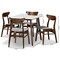 Baxton Studio Paras Mid-Century Transitional Light Grey Fabric and Walnut Brown Finished Wood 5-PC Dining Set 178-10810-11082-Zoro - alternate 4